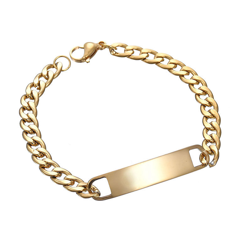Personalized Stainless Steel Chain Men's Bracelet Custom Text for Father's Day