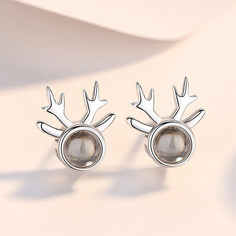 Personalized Picture Projection Earrings Exquisite Deer Horn Pattern