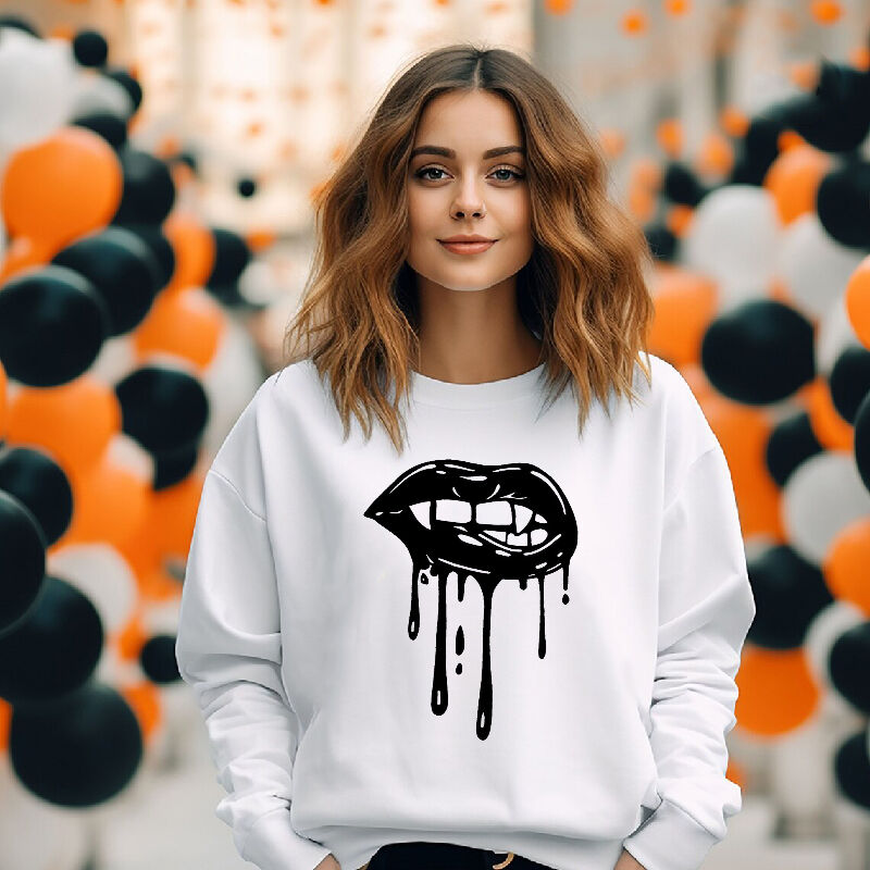 Bold Style Sweatshirt with Terrible Mouth Pattern Spooky Halloween Gift