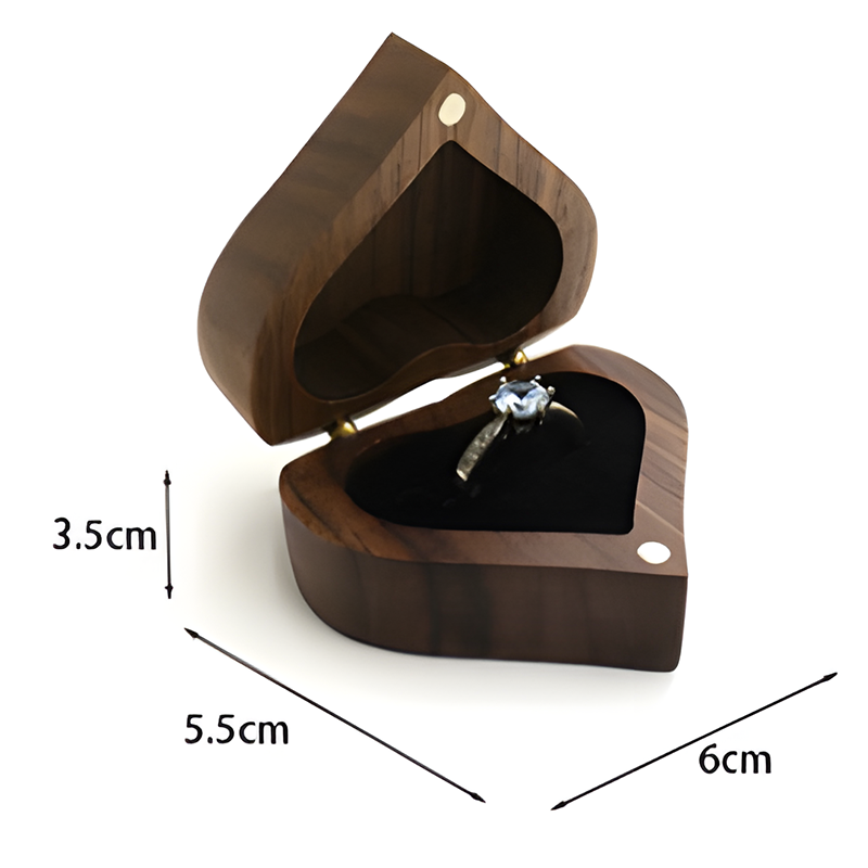 Personalized Name Wooden Ring Box with Leaves Pattern Romantic Valentine's Day