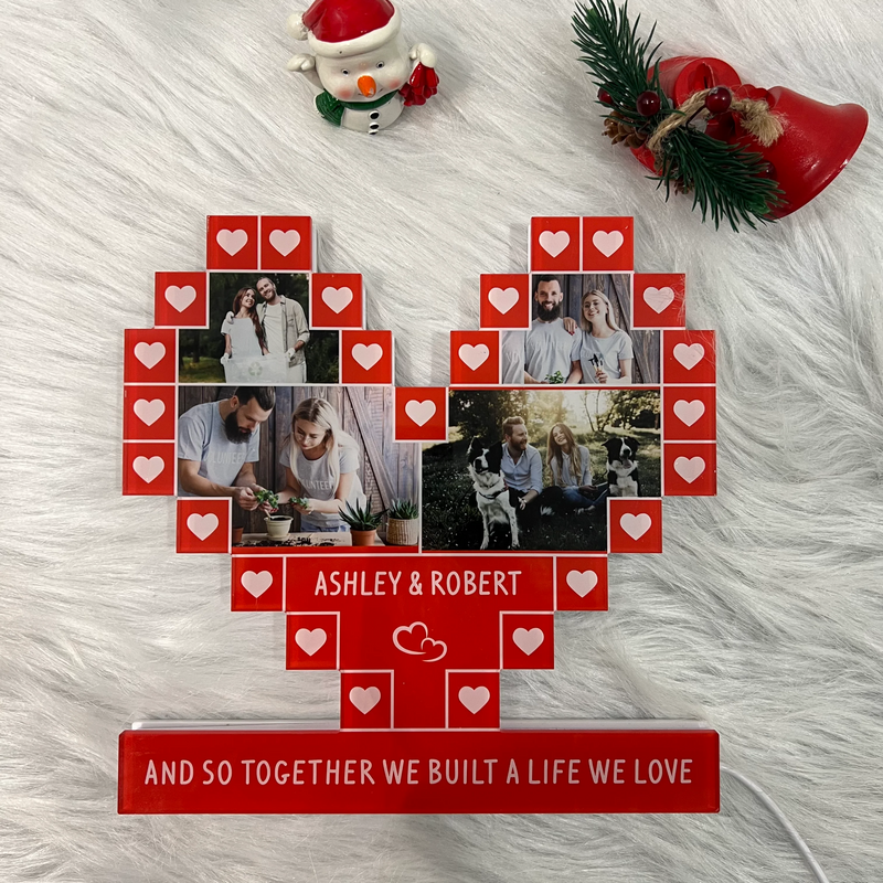 Personalized Heart Acrylic Photo Lamp Romantic Gift For Valentine's Day