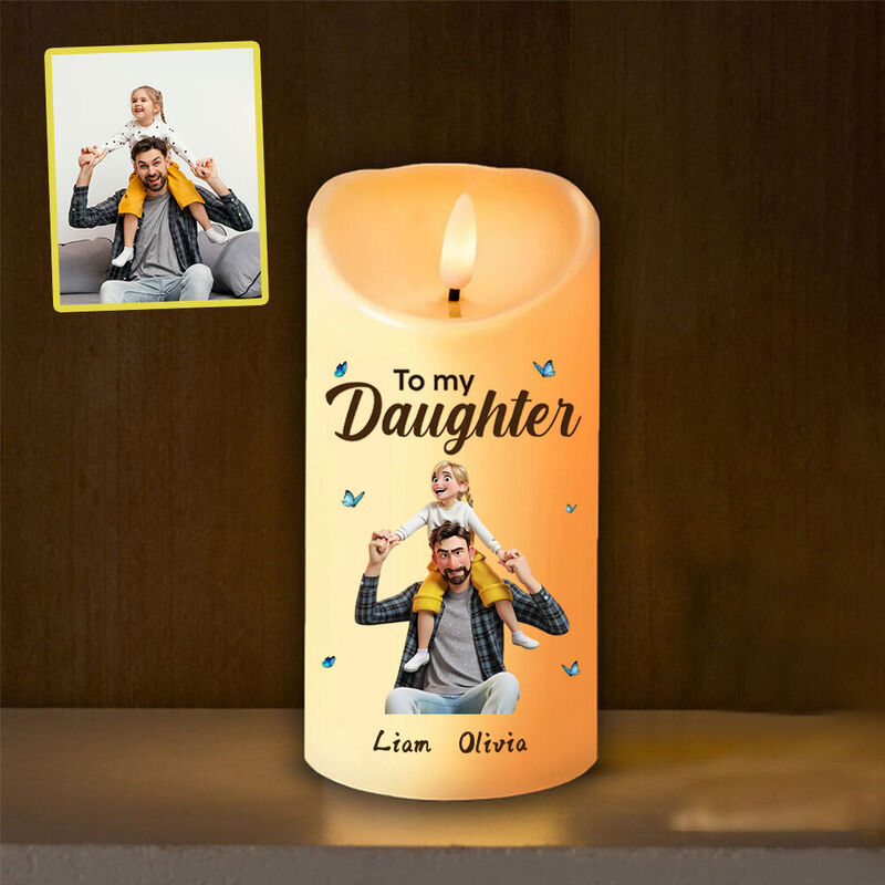 Candela LED personalizzata con foto cartone animato Regalo di compleanno per la figlia