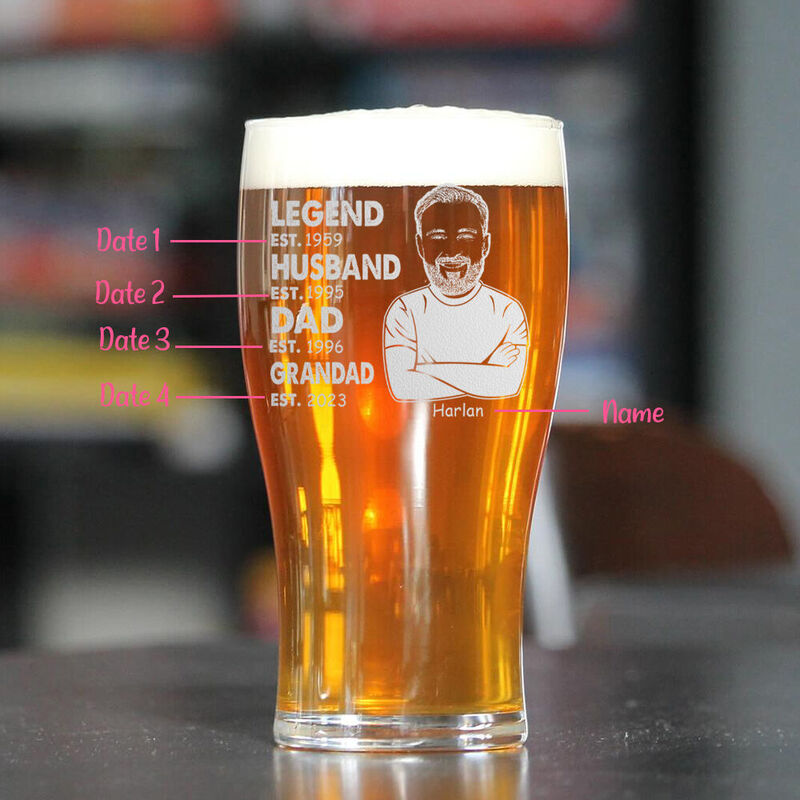 Personalisiertes Bierglas mit individuellem Datum Witziges Geschenk zum Vatertag