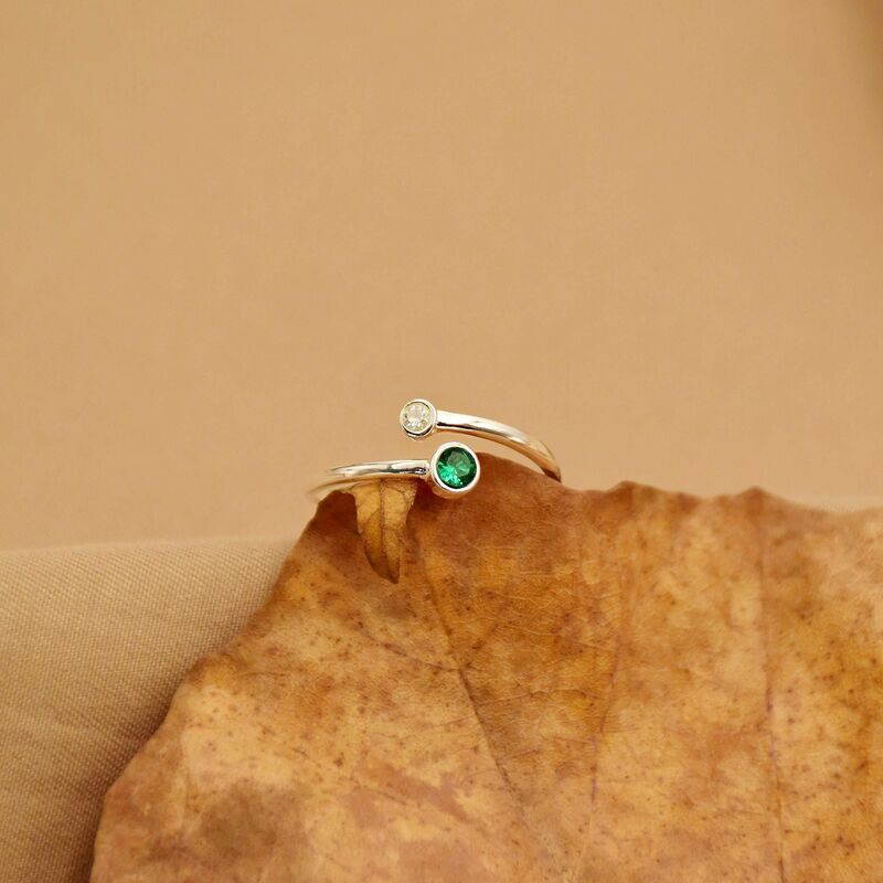 Personalized Birthstone Ring Simple Gift for Couples