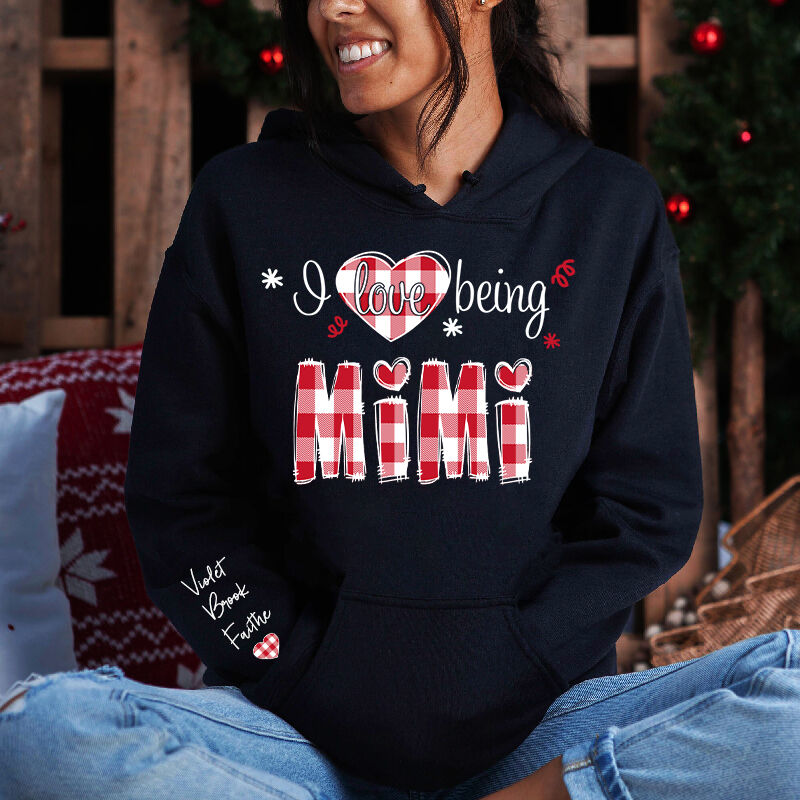 Personalized Hoodie I Love Being Mom Chic Plaid Pattern Design Attractive Mother's Day Gift