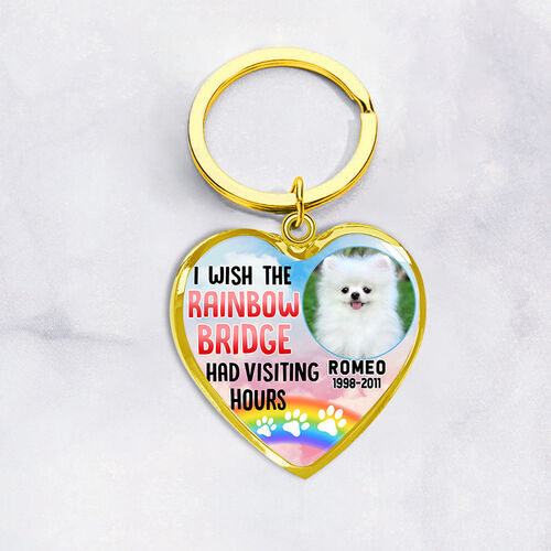 Porte-clés " J'aimerais que le Pont arc-en-ciel ait des heures de visite "  Luxe  Animal de compagnie  Mémorial  Cadeau pour les amoureux des animaux Argent