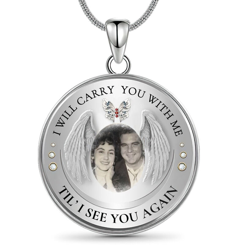 Personalized I Will Carry You with Me  Photo Memorial Necklace
