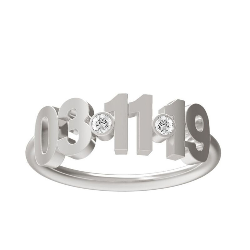 Custom Birthstone Date Ring