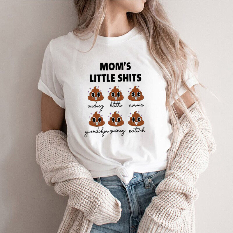Personalized T-shirt Mom's Little Shits with Custom Name for Mother's Day