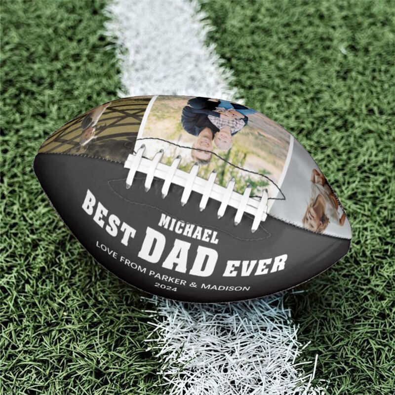 Ballon de rugby personnalisable avec nom et photo pour papa Cadeau de fête des pères