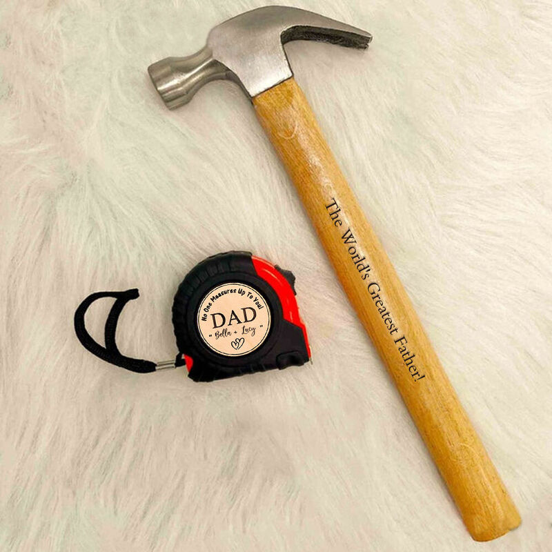 Coffret ruban à mesurer et marteau personnalisé Cadeau pratique pour la fête des pères