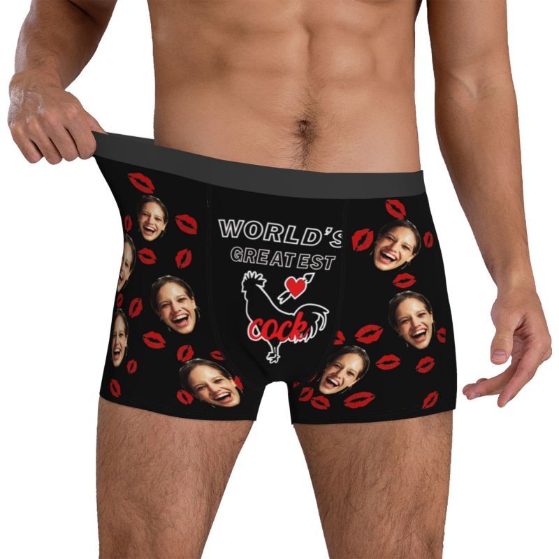 Personalisierte Foto-Männer-Unterwäsche Boxer Shorts Kreatives Geschenk für ihn "Weltgrößter Hahn"