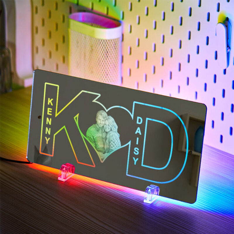 Personalized Mirror Lamp Customized Photos And Initials Valentine's Day Gifts For Girls