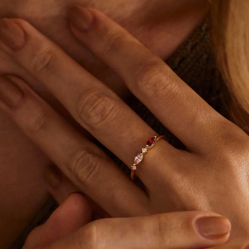 Gepersonaliseerde Verjaardagsteen Ring Eenvoudig Cadeau voor Moederdag
