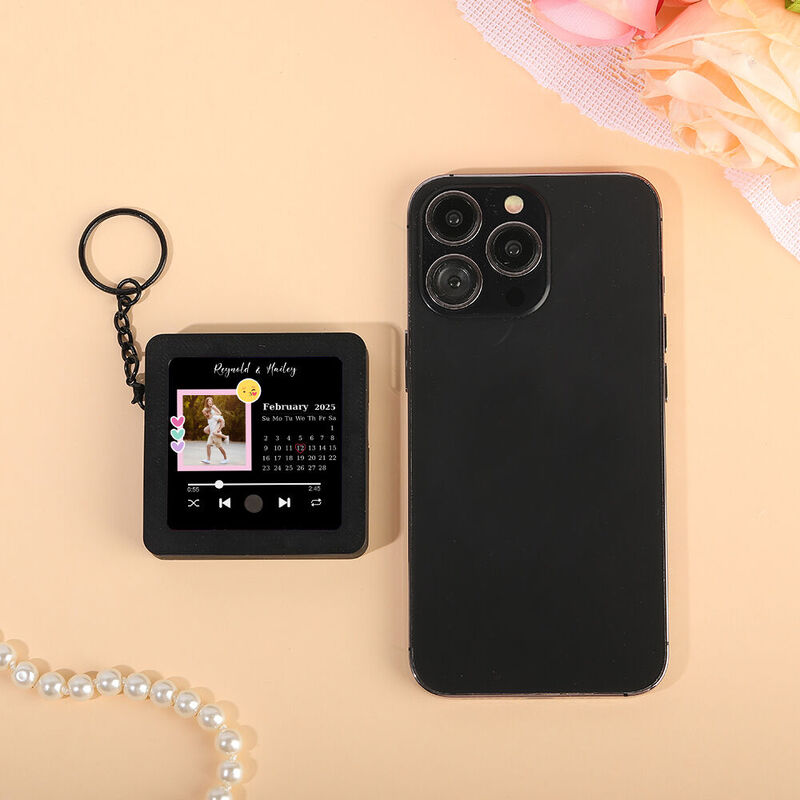 Porte-clés photo personnalisé Boîte à musique Cadeau doux pour les couples