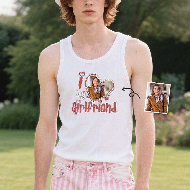 Personalized Tank Top I Love My Girlfriend and Boyfriend Custom Photo Perfect Gift for Lovers
