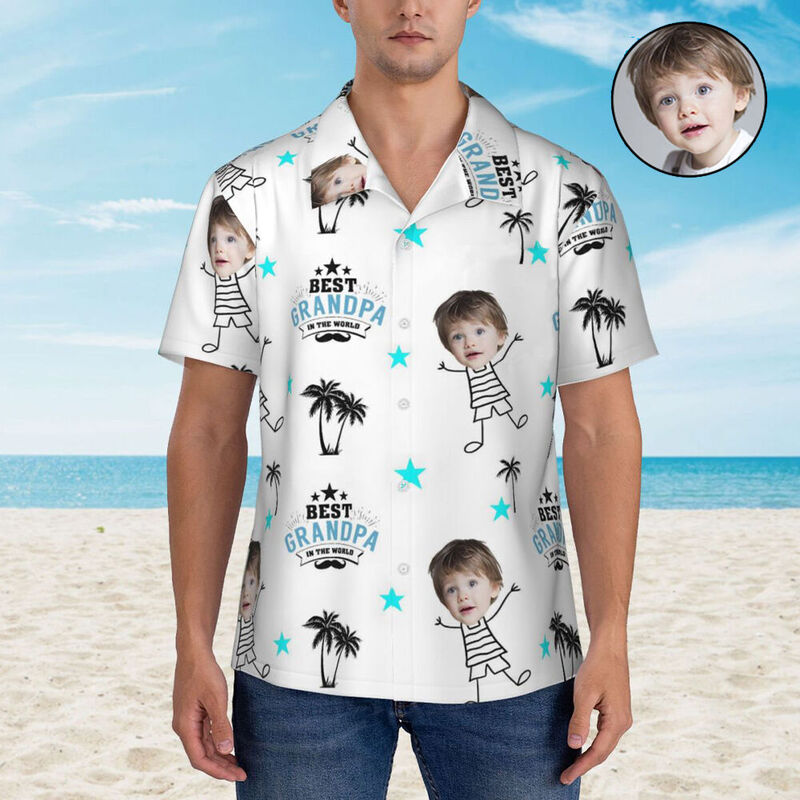 "Best Grandpa in the World" Personalized Hawaiian Shirt Gift for Grandpa