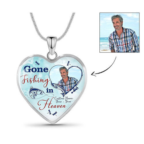 "Gone Fishing in Heaven" Custom Photo Necklace