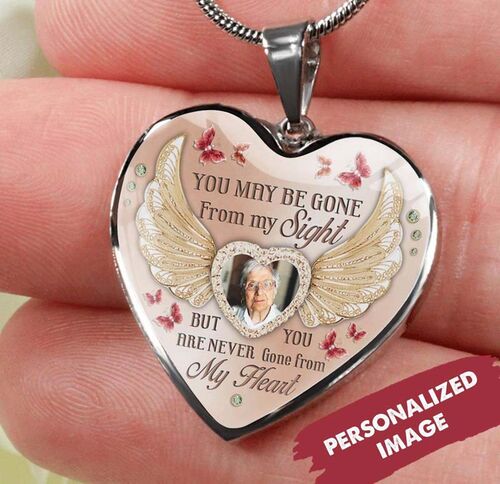 Personalized You Are Never Gone From My Heart Memorial Photo Necklace
