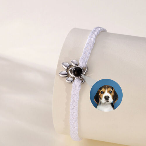 Personnalisé Griffe Photo Projection Bracelet avec cordon blanc pour animal de compagnie