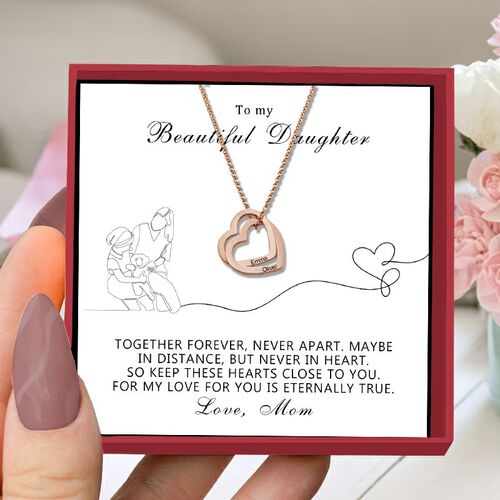 Personalized Name Necklace Gift for Daughter "Maybe in Distance,But Never in Heart"