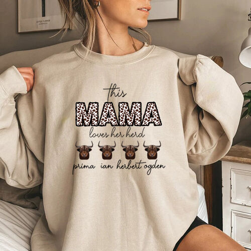 Personalisiertes Sweatshirt mit individuellem Namen und Stierkopf-Design für Super Mom