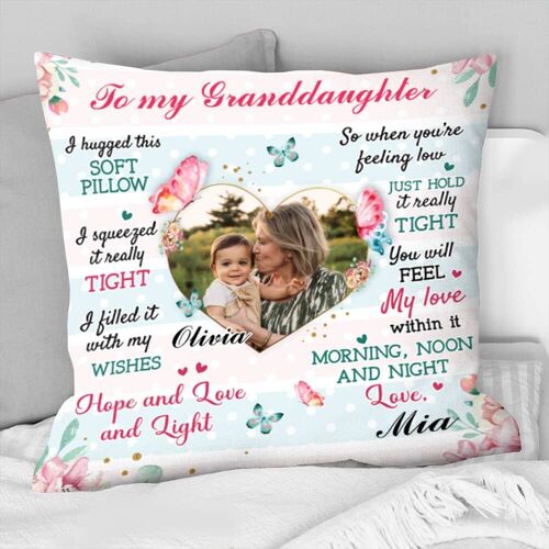 Granddaughter Gifts From Grandparents Personalized Grey Granddaughter Pillow From Grandma Grandpa Papa Nana Granddaughter Custom Gifts - UK