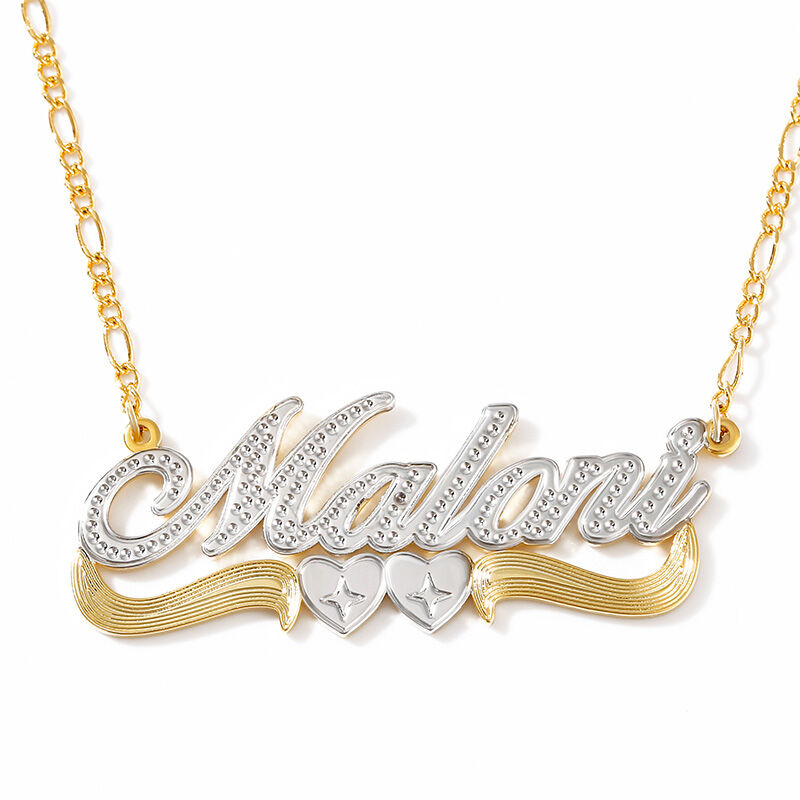 Two-Tone Heart Custom Name Necklace