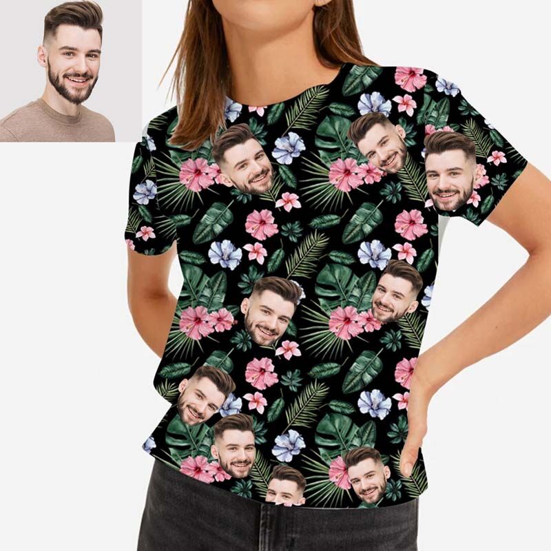 "Beautiful Flower Cluster" Custom Face Women's Hawaiian T-Shirt