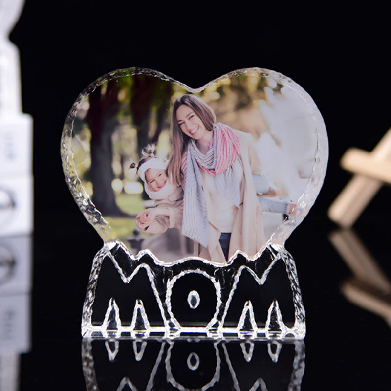 Custom Heart shape Photo Crystal Frame For Mom