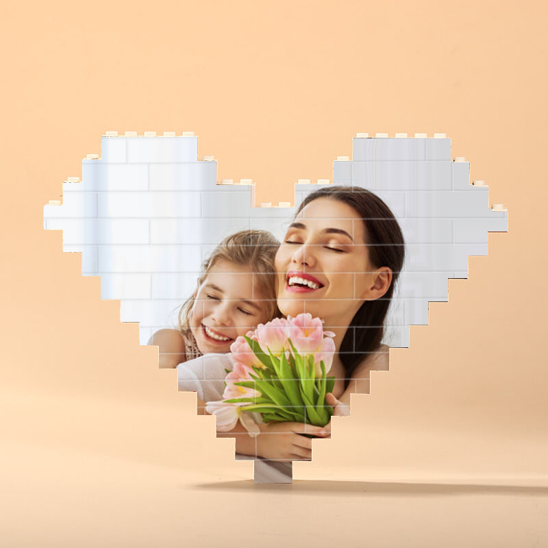 Custom Building Block Puzzle Personalised Photo Block Heart Shape