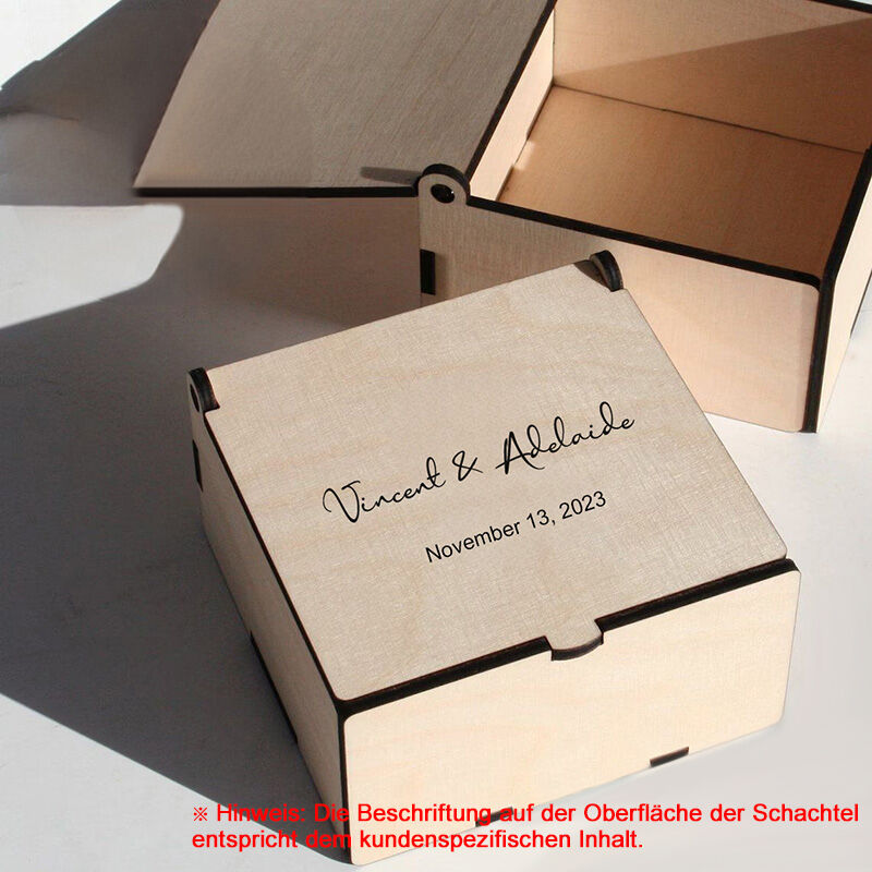Personalisiertes Gästebuch mit Namensgirlande Rustikale Hochzeit Quadratisch Holz Gästebuch mit Einlagen Box