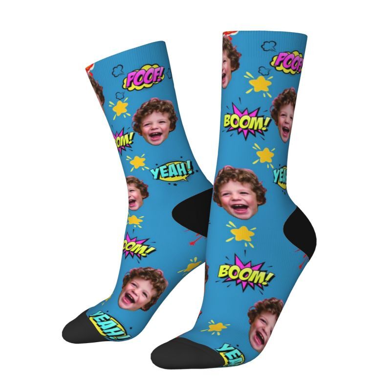 Individuelle Foto-Socken mit Comic-Text Komfort-Socken