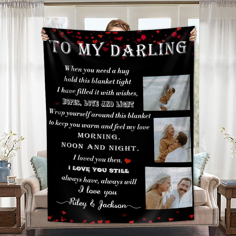 Personalized Picture Blanket with Love Letter Warm Gift for Couples