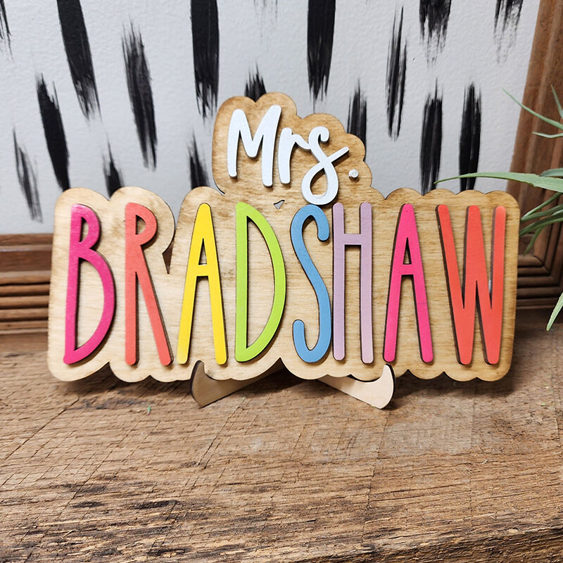 Personalized Name Sign with Random Color Beautiful Present for Teacher