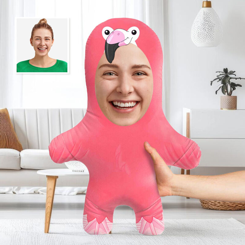 Personalized Pillow with Photo Flamingo Face Pillow Cute Photo Cushion for Him