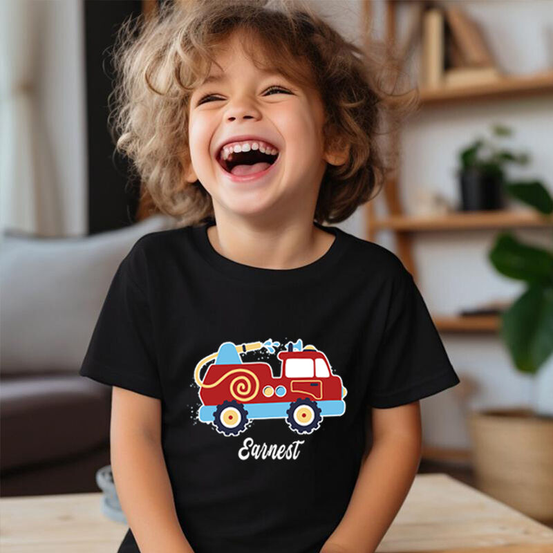 Personalized Children T-Shirt Custom Name Band Car Pattern Gift For Boys