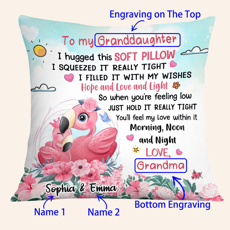 Oreiller personnalisé avec motif flamant rose, cadeau doux pour enfants