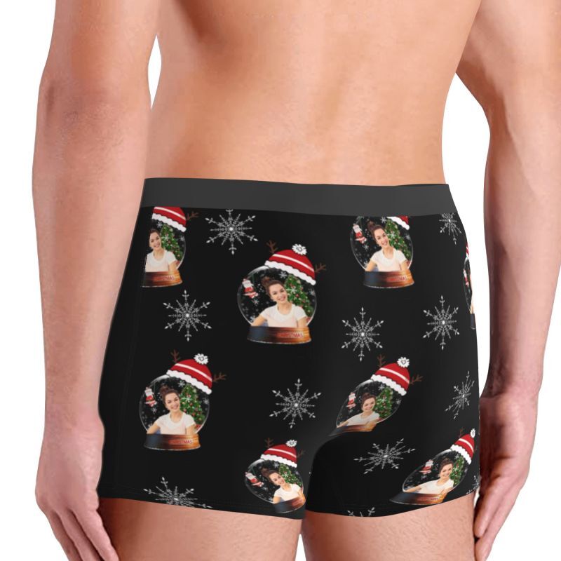 Personalisierte Foto-Männer-Unterwäsche Boxer Shorts mit Kristallkugel-Muster Exquisites Geschenk zu Weihnachten