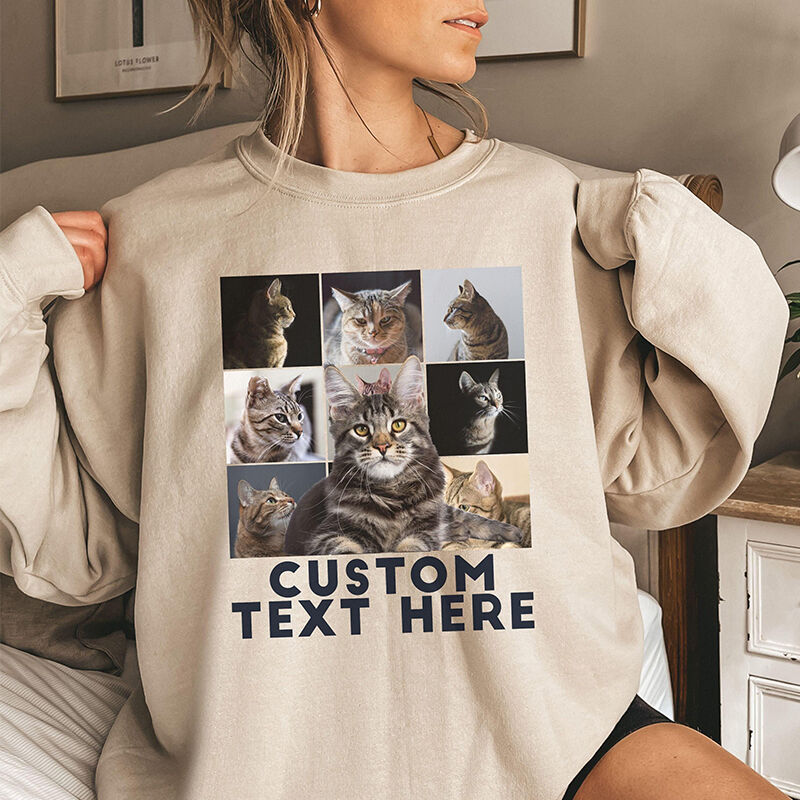 Personalized Sweatshirt Custom Pet's Photos Poster Style Design Attractive Gift for Pet Lovers