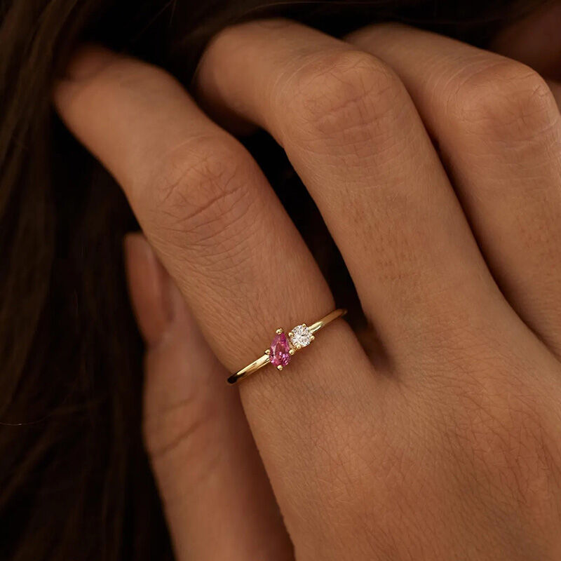 Personalisierte Birthstone Ring Schönes Geschenk für Paare