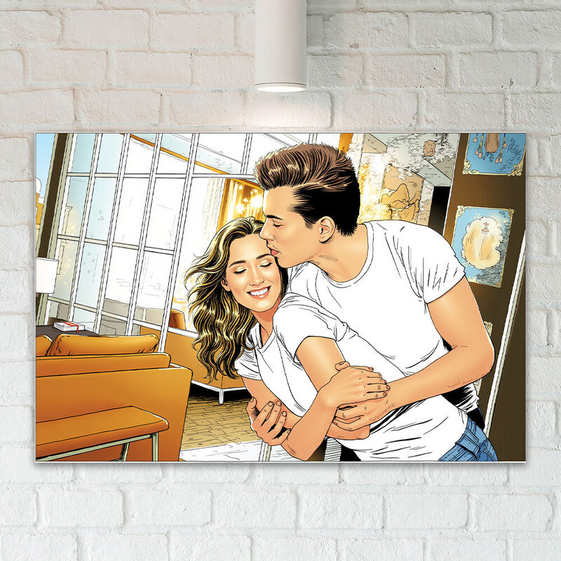 Foto personalizzata su tela in stile fumetto Regalo divertente per il tuo amore