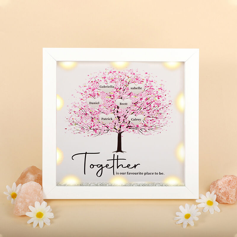 "Together is Our Favorite Place To Be" Custom Name Night Light Family Tree Frame