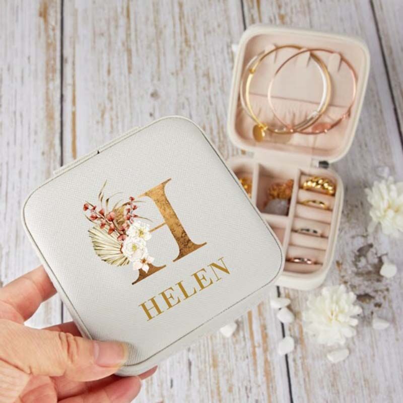 Personalized Jewelry Box With Custom Name and Initial for Mom