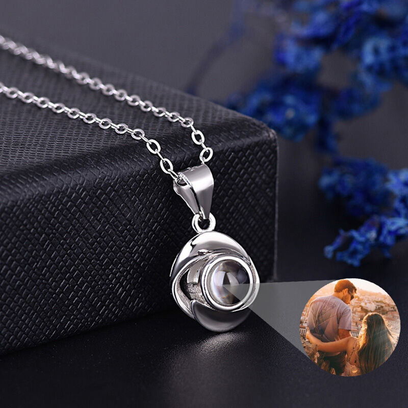 Sterling Silver Personalized Photo Projection Necklace- To Lover-Love Rose