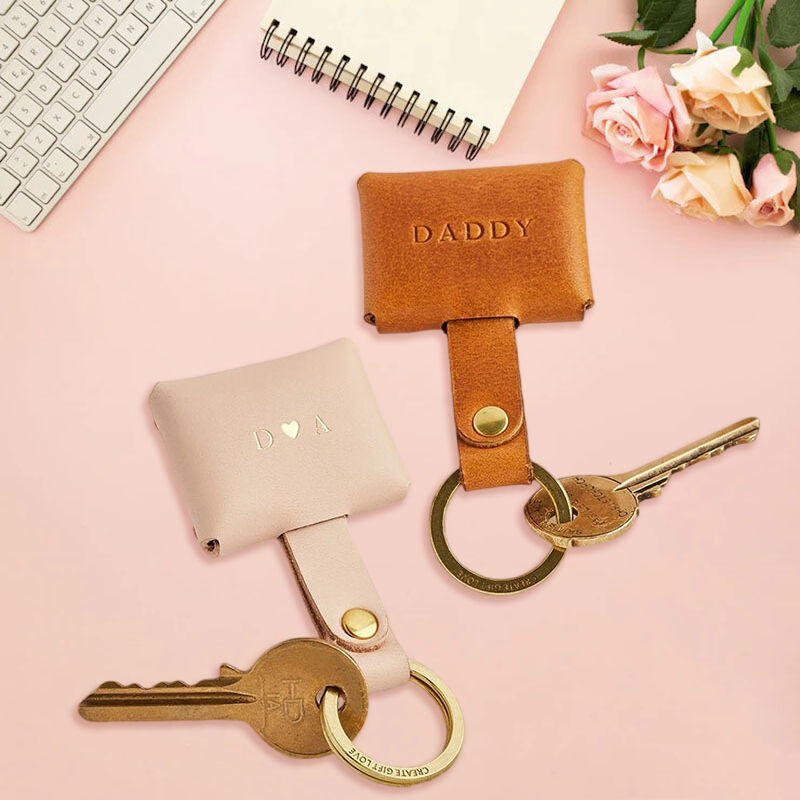 Personalised Pop-Up Leather Photo Keychain for Father
