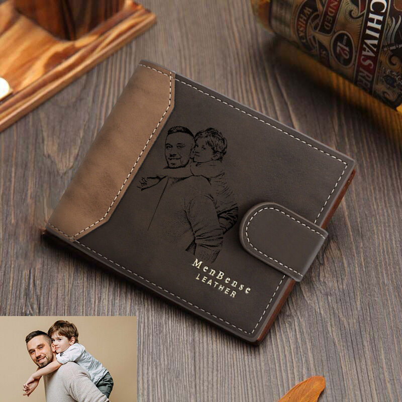 Personalized Leather Men's Wallet Custom Photo For Dad