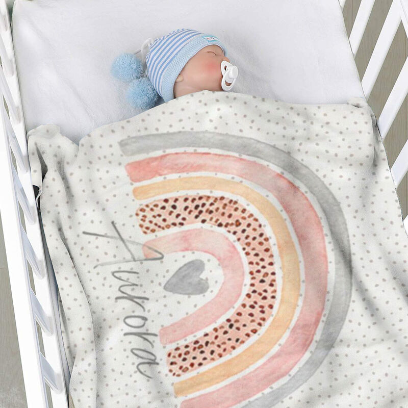 Watercolor Paint Rainbow with Personalize Name Blanket
