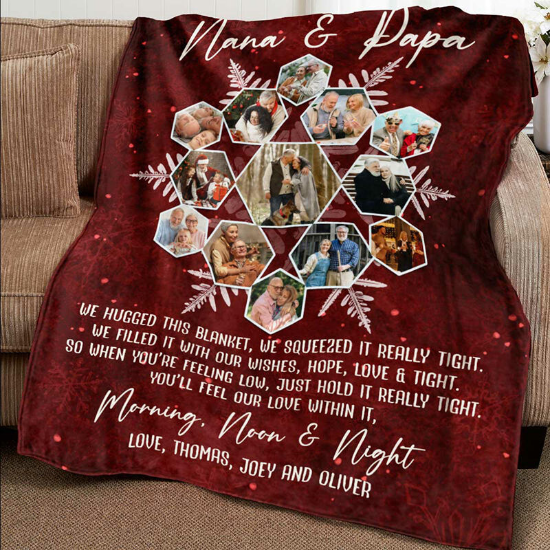 Personalized Picture Blanket Snowflake Shaped Unique Gift for Favourite Person