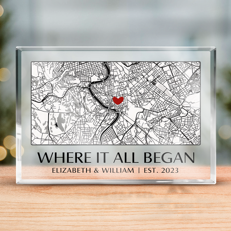 Personalized Acrylic Plaque Where It All Began with Custom Map Special Day Design Unique Gift for Couple's Anniversary